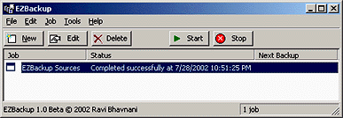 EZBackup main window