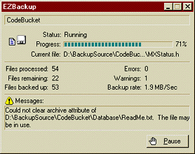 A running job displaying a warning message